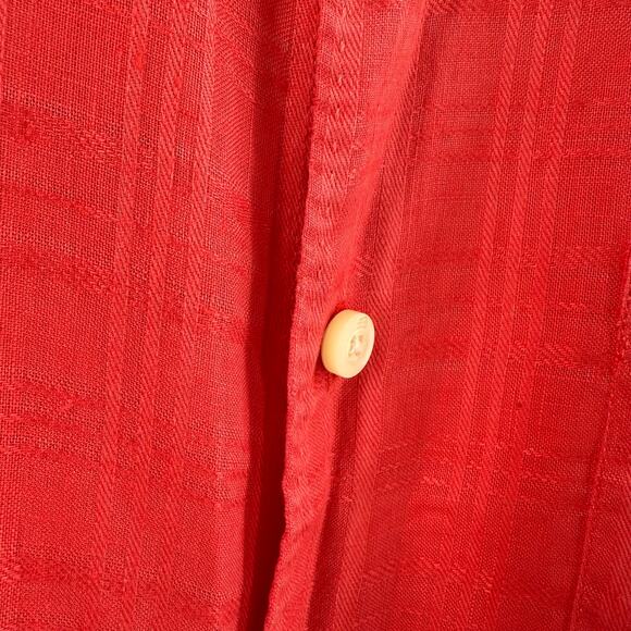 TOMMY BAHAMA Shirt Size Medium Men's 100% Linen Short Sleeve Orange/Red Stripe - Picture 5 of 11